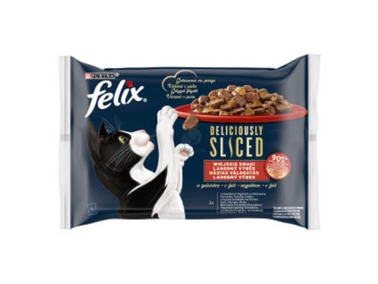 Felix Deliciously sliced lahodny vyber v zele hovadzie kura kacka morka 4 x 80 g 7613287749024