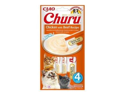 Pamlsok Inaba Churu Pyre cat kura a hovadzie 4 tuby 56 g 8859387701787 1