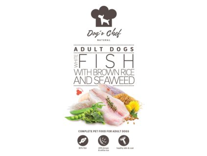 Dogs Chef White fish with brown rice and seaweed 500g pre dospelych psov 8588008528778