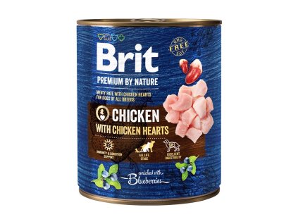 brit premium by nature chicken with hearts 800 g konzerva pre psov 8595602537969