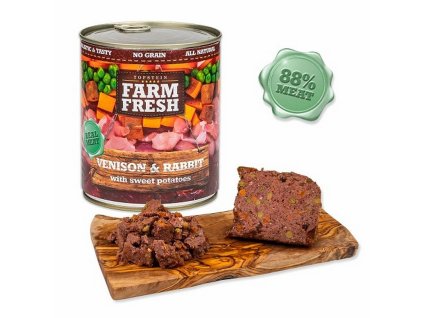 Farm fresh konzerva pre psov divina kralik a sladky zemiak