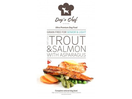 dogs chef diet loch trout and salmon with asparagus senior light 12 kg 8588007416786