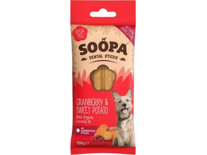 Soopa dentalne tycinky s brusnicami a batatmi 100 g 1