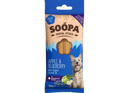 Soopa dentalne tycinky s jablkom a cucoriedkami 100 g 1