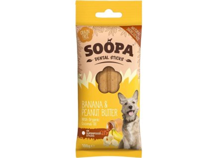Soopa dentalne tycinky s bananom a arasidovym maslom 100 g 1