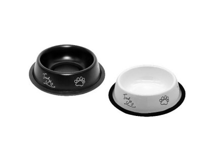 Nerezova miska pre psy v bielej alebo ciernej farbe. Objem 022l. Velkost 11 cm. 8585027963290
