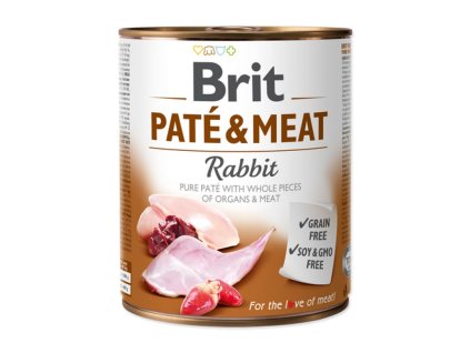 brit pate and meat rabbit 800 g konzerva pre psov 8595602532353
