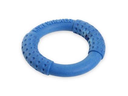 Kiwi Walker lietajúci a plávajúci kruh modrý z TPR peny pre psov 18 cm