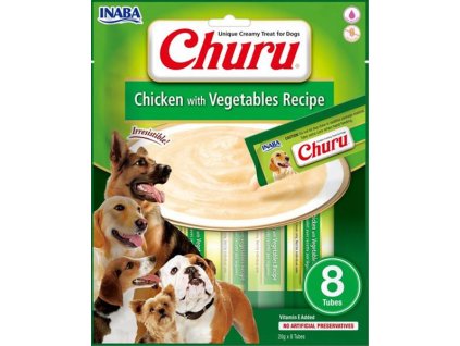 Pamlsok Inaba Churu Pyré dog Kura so zeleninou 8 túb 160 g