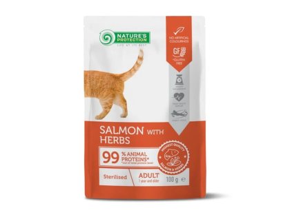 Natures P KAPSICKY cat adult sterilised salmon and herbs 100g 4779051636594