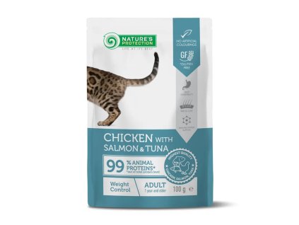 Natures P kapsicka cat adult weight control chicken with salmon and tuna 100g 4779051636570