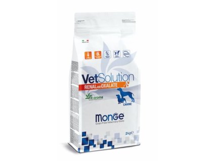 MONGE VetSolution Dog Renal and Oxalate 2kg diétne suché krmivo pre psov na podporu funkcie obličiek v prípade chronického zlyhania obličiek