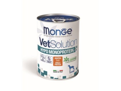 MONGE VetSolution Hypo Monoprotein Duck 400g kačacia diétna paštéta pre psov na zníženie intolerancií na zložky a živiny