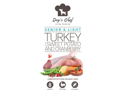 Dogs Chef Diet crispy turkey with cranberry senior light 15 kg 8588007416649