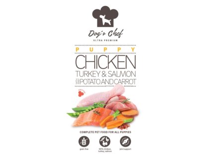 Dogs Chef Chicken Turkey Salmon with Sweet potato and Carrot for ALL PUPPIES 12 kg 8588007416724 1