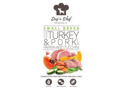 DOGS CHEF Turkey Pork with Sweet Potato and Papaya SMALL ACTIVE BREED 12 kg 1