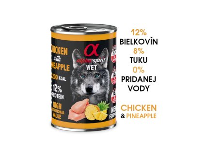 alpha spirit dog wet chicken pineapple 400g