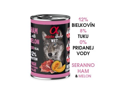 alpha spirit dog wet ham melon 400g