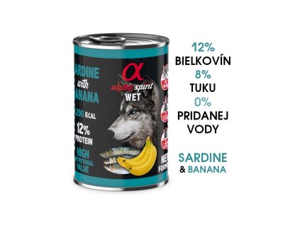 alpha spirit dog wet sardine banana 400g