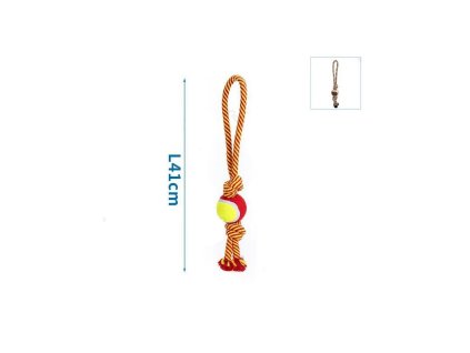 bavlnene lano s loptou 41cm cervene hnede