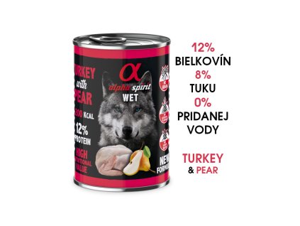 alpha spirit dog wet turkey pear 400g