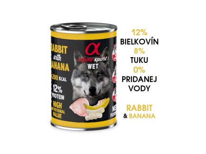 alpha spirit dog wet rabbit banana 400g