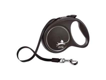 Vodítko Flexi Black Design páska L 5 m čierne (do 50 kg)