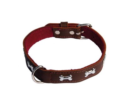 COBBYS PET Obojok z originálnej kože zdobený kostičkami 40cm/25mm hnedý