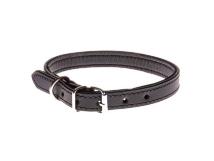 COBBYS PET Obojok z pravej hladkej kože,čierny, prešitý 15mm/45cm
