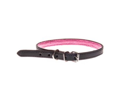 COBBYS PET Obojok z pravej hladkej kože, čierny, podšitý 15mm/45cm