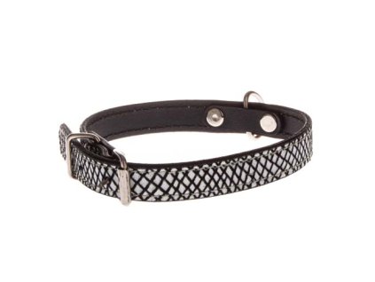 COBBYS PET Obojok z pravej kože,čierno biely hadí motív 15mm/40cm