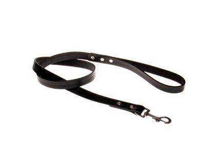 COBBYS PET Vodidlo z pravej kože čierne s dvojpruhovou hĺbkovou tlačou uprostred 20mm/120cm