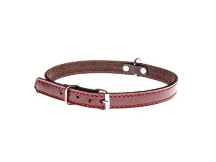 COBBYS PET Obojok z pravej kože s vysokým leskom červený s béžovým pruhom 40cm/15mm