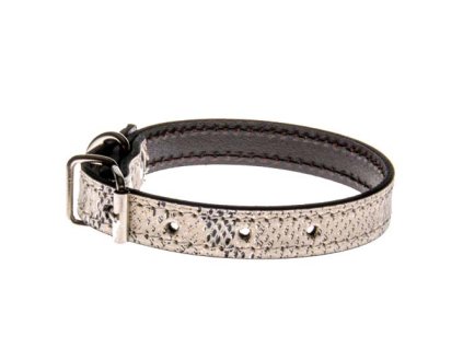 COBBYS PET Obojok z pravej kože s čierno bielym hadím motívom 45cm/15mm