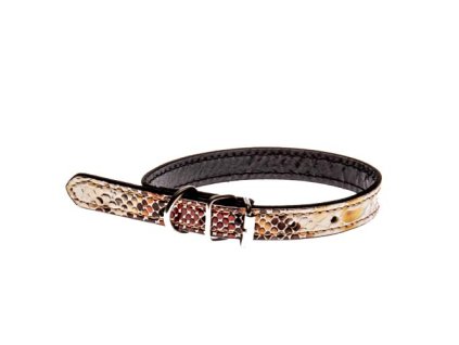 COBBYS PET Obojok z pravej kože čierno s bielym hadím motívom 45cm/15mm