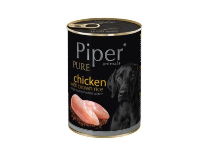 PIPER PURE Chicken 400g kura a hnedá ryža konzerva pre dospelých psov