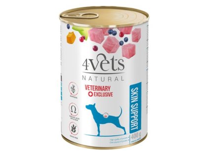 4Vets NATURAL VETERINARY EXCLUSIVE SKIN SUPPORT 400g pre psov pri ochoreniach kože