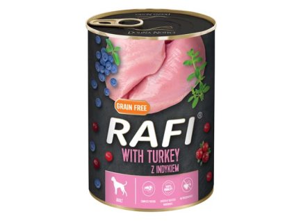 RAFI paštéta s moriakom, čučoriedkami a brusnicami 400g konzerva pre psov