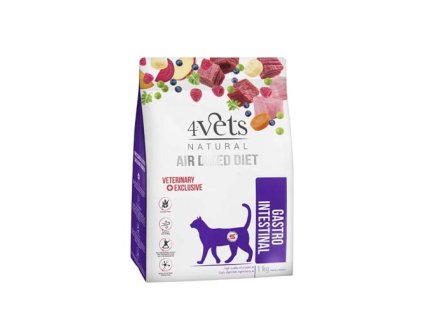 4Vets AIR DRIED NATURAL VETERINARY EXCLUSIVE GASTRO INTESTINAL 1kg sušené krmivo pre mačky pri ochoreniach tráviaceho traktu