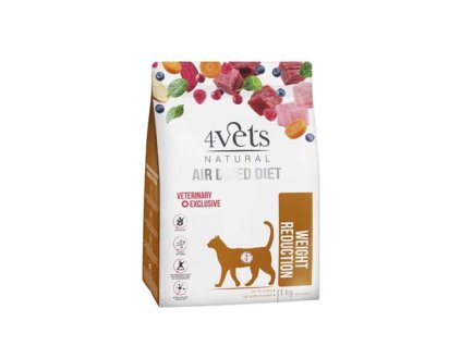 4Vets AIR DRIED NATURAL VETERINARY EXCLUSIVE WEIGHT REDUCTION 1kg sušené krmivo pre mačky na redukciu hmotnosti