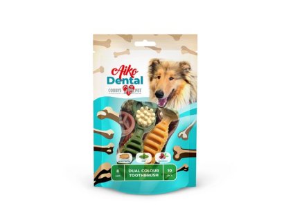 COBBYS PET AIKO Dental Dual colour toothbrush 8cm 10ks/170g