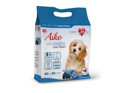 AIKO Soft Care Active Carbon 60x60cm 10ks plienky pre psov s aktívnym uhlím so štyrmi samolepkami na uchytenie