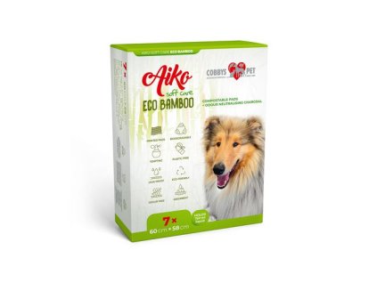 AIKO Soft Care Eco Bamboo 60x58cm 7ks kompostovateľné plienky pre psov s dreveným uhlím neutralizujúcim zápach
