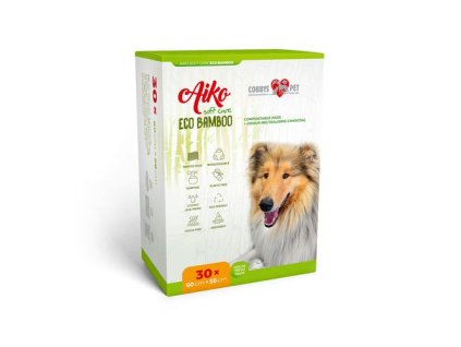 AIKO Soft Care Eco Bamboo 60x58cm 30ks kompostovateľné plienky pre psov s dreveným uhlím neutralizujúcim zápach