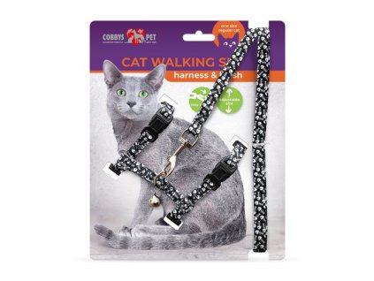 COBBYS PET Postroj pre mačky s vodidlom, hrudník 30-45cmx1cm, vodidlo 120x1cm