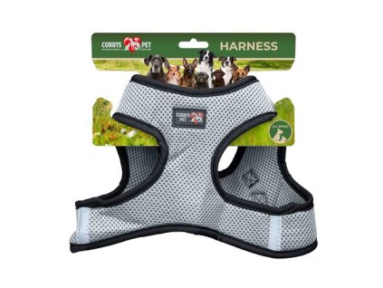 COBBYS PET Sieťový vestový postroj sivý L: 48-58cm