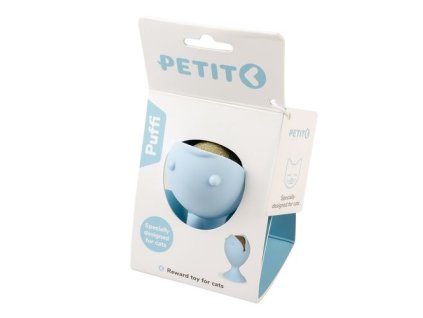 EBI PETIT PUFFI modrá hračka pre mačky s catnip guľou alebo držiak na pochúťky v jednom 9,5x5,5x5,5cm