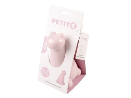 EBI PETIT GIGI Multifunkčná hračka s otvormi na pochúťky pre šteňatá a dospelých psov malých plemien 15x9x9cm ružová