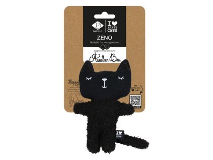 EBI D&D I LOVE HAPPY CATS Zeno- plyšová hračka pre mačky plniteľná catnipom 12x4x18cm čierna