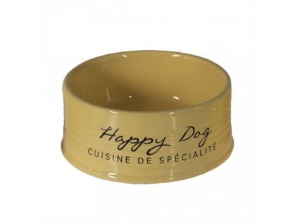 DUVO+ Keramická miska pre psov HAPPY DOG - zltá 18,5cm 1000ml